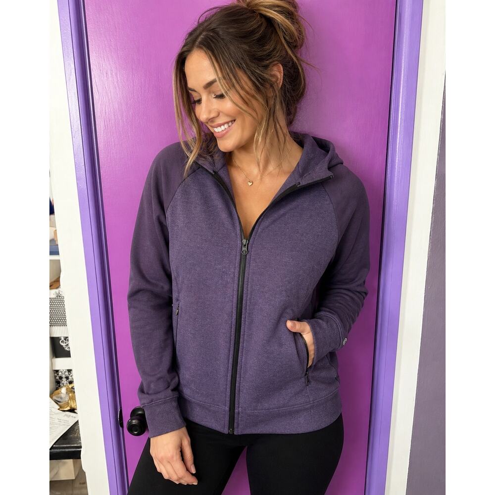 Core 10 Purple Zip Up Hoodie Womens Size M Full Zip Athletic Jacket Thumbholes